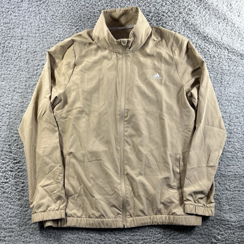 Adidas Women's Golf Full Zip Jacket Large Khaki Lightweight Performance Wind